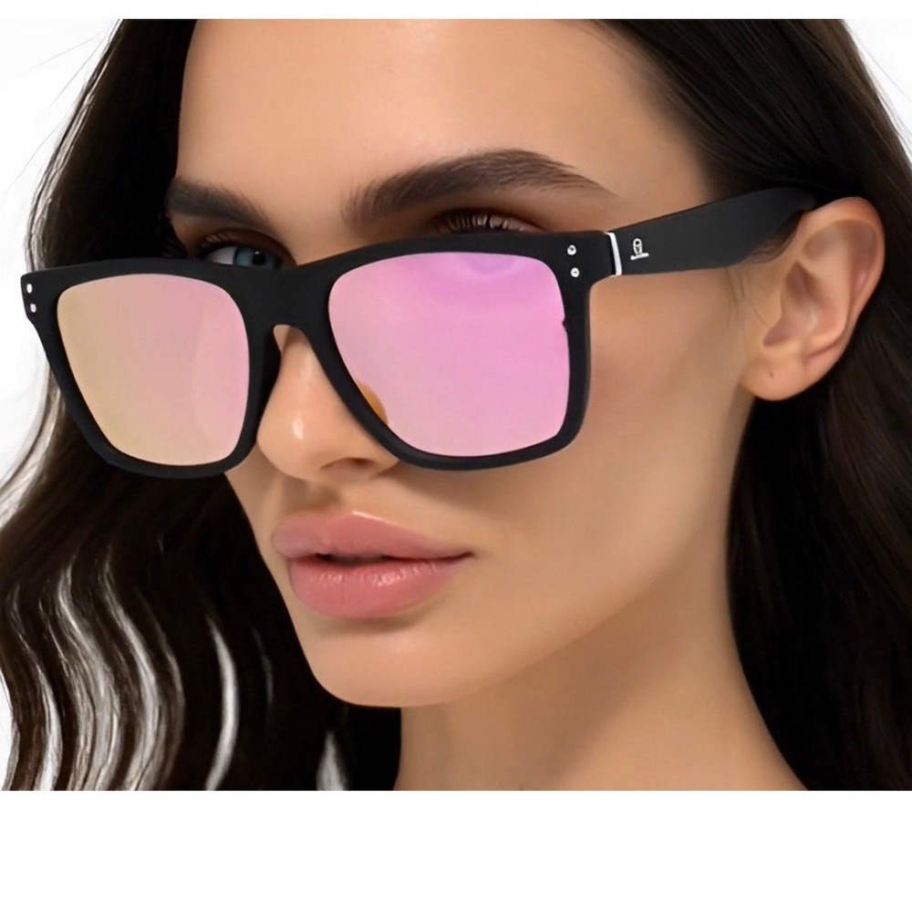 Luxury Sunglasses Pink Mirrored Lens Square Fashion Sun Glasses Lentes Women New - Picture 8 of 11